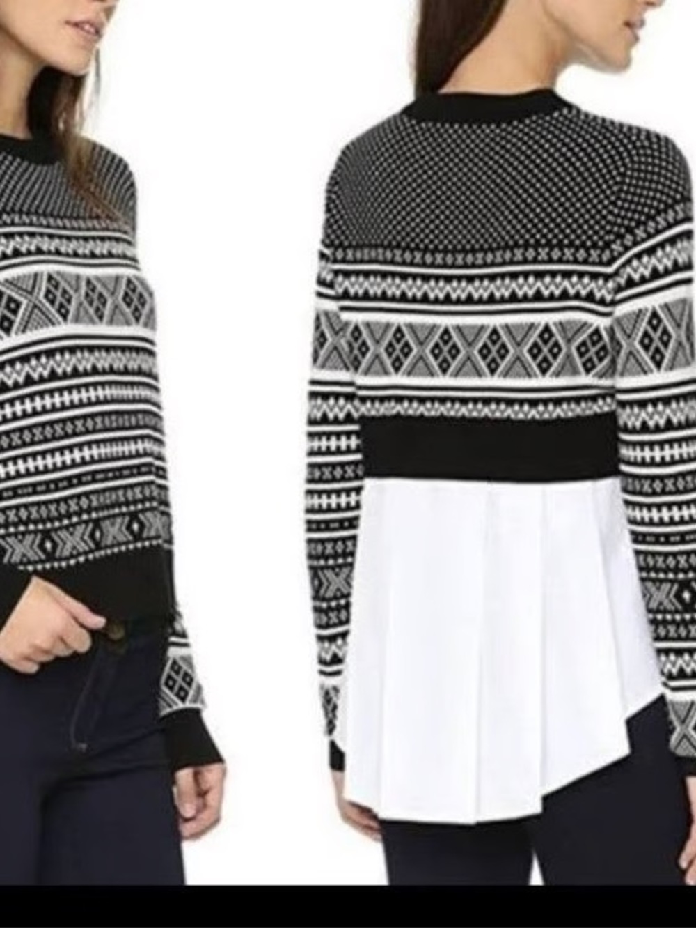 Veronica Beard Fair isle Layered Sweater XS